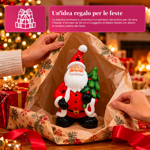 Statuette de Noël lumineuse en céramique de 26 cm avec LED, 10 modèles
