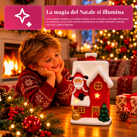 Statuette de Noël lumineuse en céramique de 26 cm avec LED, 10 modèles