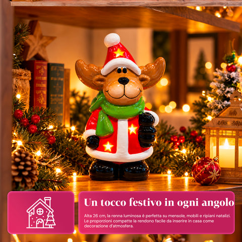 Statuette de Noël lumineuse en céramique de 26 cm avec LED, 10 modèles