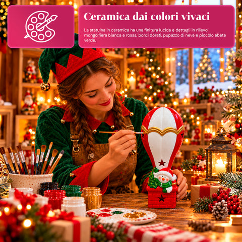 Statuette de Noël lumineuse en céramique de 26 cm avec LED, 10 modèles