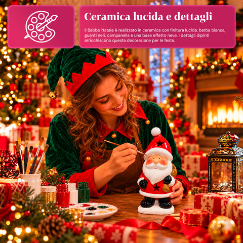 Statuette de Noël lumineuse en céramique de 26 cm avec LED, 10 modèles