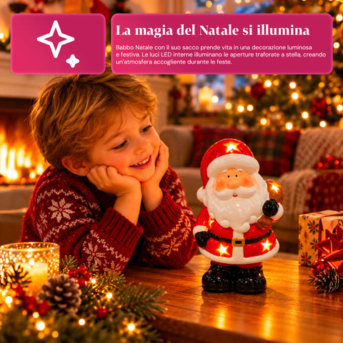 Statuette de Noël lumineuse en céramique de 26 cm avec LED, 10 modèles