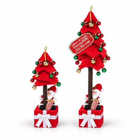 Sapin de Noël extensible de 90 et 95 cm avec paquet cadeau et personnages