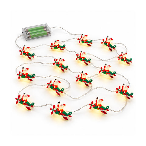 Batterijgevoed lichtsnoer met kerstfiguren, 20 mini-ledlampjes