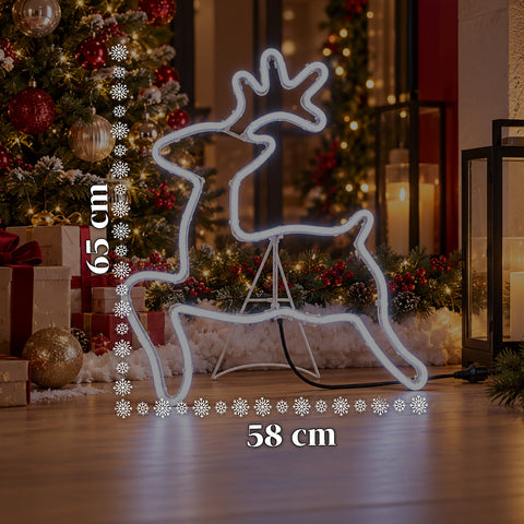 Lichtgevende neon-ledrendier 65x58 cm, koelwit, voor binnen en buiten