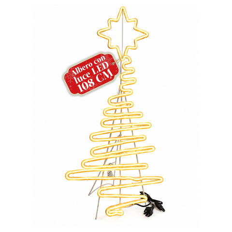 Sapin de Noël lumineux en néon LED 108 cm avec étoile, blanc chaud