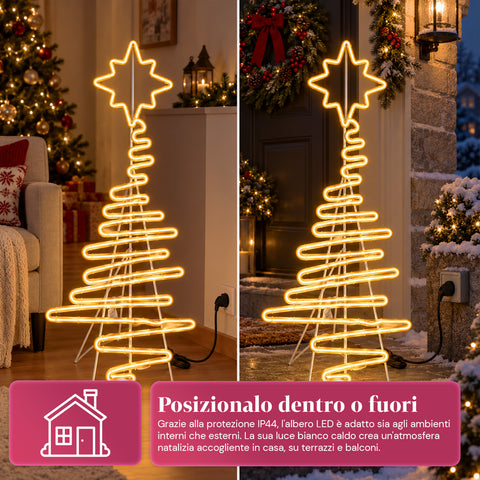 Sapin de Noël lumineux en néon LED 108 cm avec étoile, blanc chaud