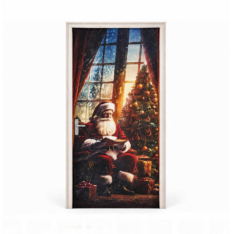 Housse de porte de Noël décorée, tissu pour porte 90x220 cm, 8 motifs, décoration de Noël avec impression numérique