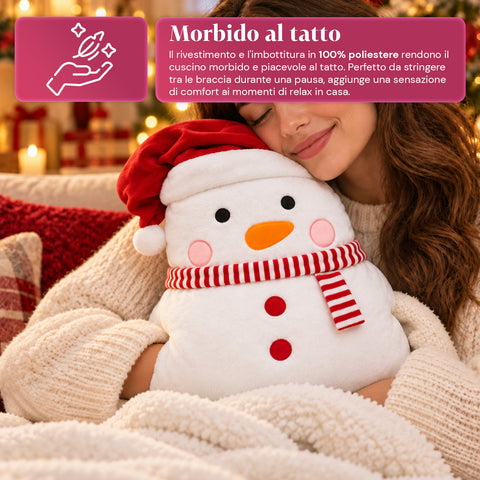 Coussin de Noël avec plaid 60x90 cm et chauffe-mains 3 en 1, 3 personnages disponibles