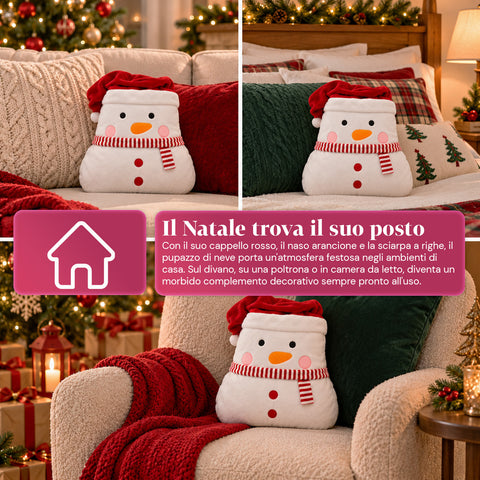 Coussin de Noël avec plaid 60x90 cm et chauffe-mains 3 en 1, 3 personnages disponibles