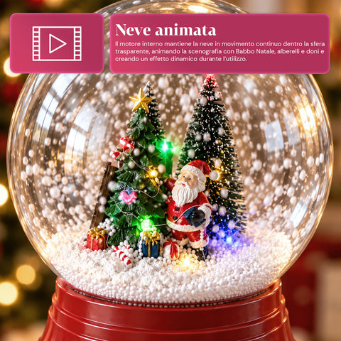 Lampadaire de Noël avec neige soufflée, musique et lumières LED – 3 variantes : boule blanche ou rouge de 150 cm et boîte aux lettres de 160 cm