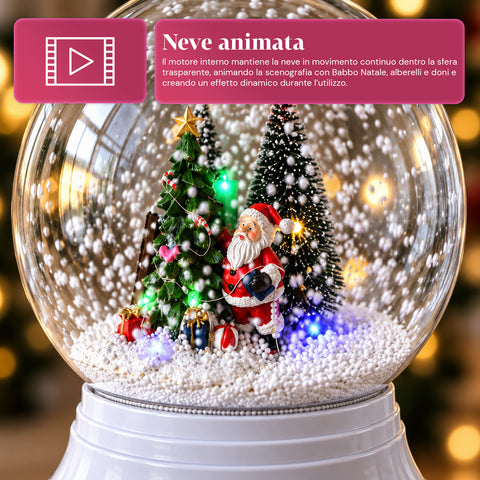 Lampadaire de Noël avec neige soufflée, musique et lumières LED – 3 variantes : boule blanche ou rouge de 150 cm et boîte aux lettres de 160 cm
