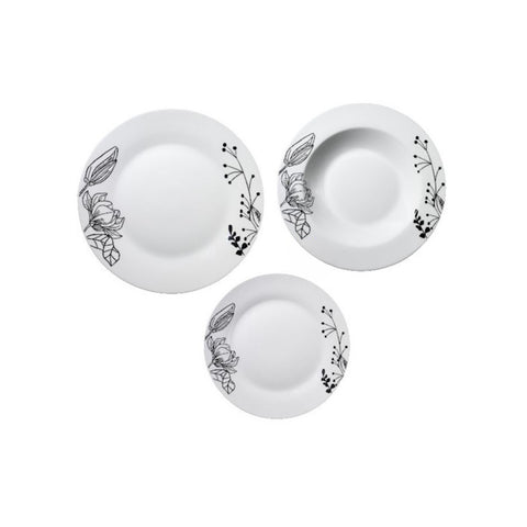 Service de table 18 pièces avec décor Magnolia en porcelaine