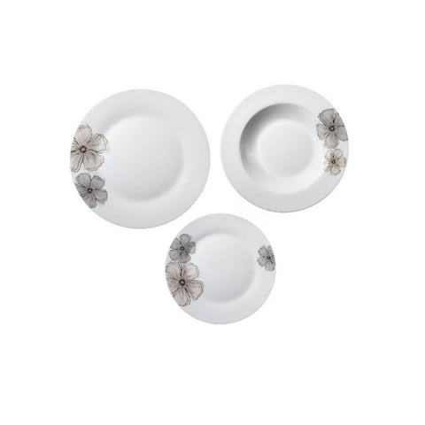 18-delige set ronde borden met Gris-decoratie van porselein
