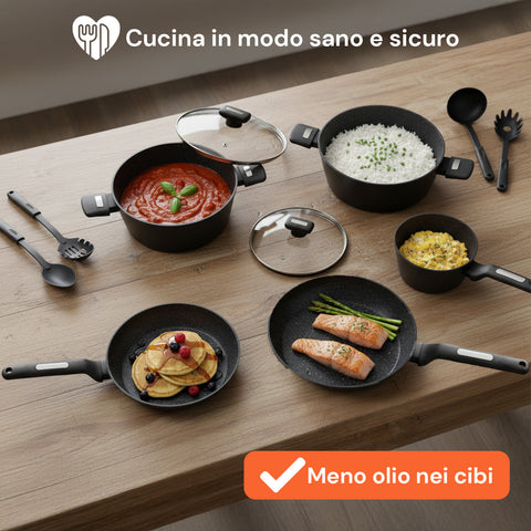 Batterie de cuisine complète 13 pièces en plusieurs coloris avec louches incluses
