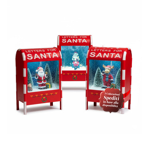 Boîte aux lettres de Noël avec père Noël - LED, musique et effet neige