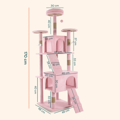 Arbre à Chat 170 cm avec Niche, Griffoirs et Accessoires de Montage