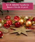 Kit Addobbi Natalizi 44 Pezzi Rosso e Oro – Con Punta a Stella