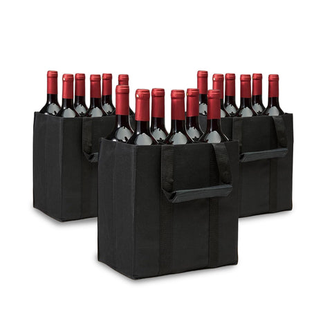 Lot de 3 sacs porte-bouteilles à 6 compartiments – Tissu Oxford imperméable