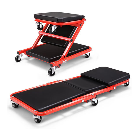 2-in-1-rolplank voor onder de auto met gewatteerde rugleuning en draagvermogen van 150 kg