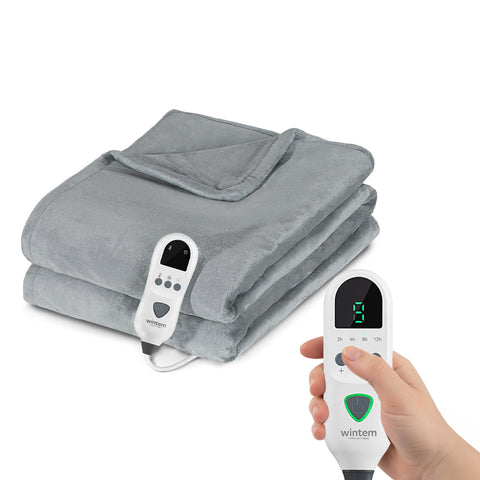 Fluffy elektrische tweepersoonsdeken voor bed en bank, van flanel, met timer van 9 uur