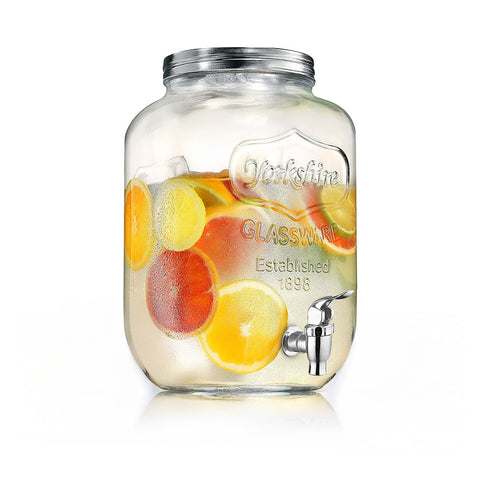 Distributeur en verre de 4 L avec robinet pour eau, jus, thé et boissons fraîches