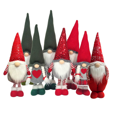 Kerstkabouter voor decoratie van 40 cm, rood of groen, in diverse outfits