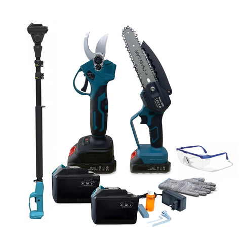 3-in-1-snoeiset met snoeischaar, kettingzaag en telescopische steel, 88 V, op accu
