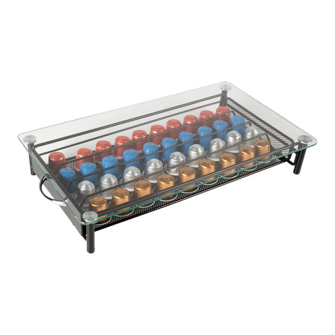 Capsuledispenser van glas en metaal voor Nespresso-koffie, geschikt voor 40 capsules, modern design
