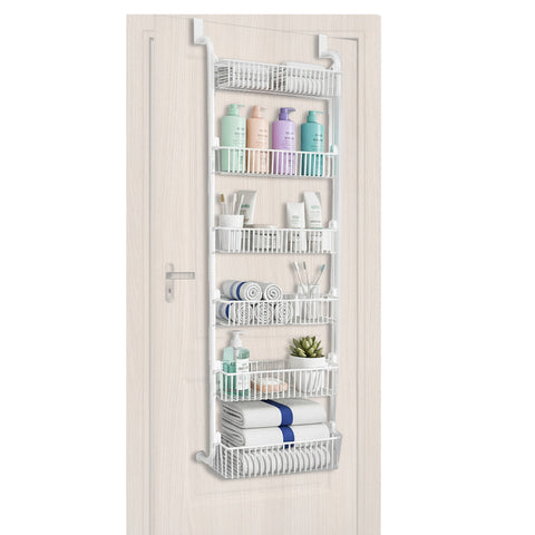 Multifunctionele verticale hangende deurorganizer met 6 planken voor badkamer of keuken