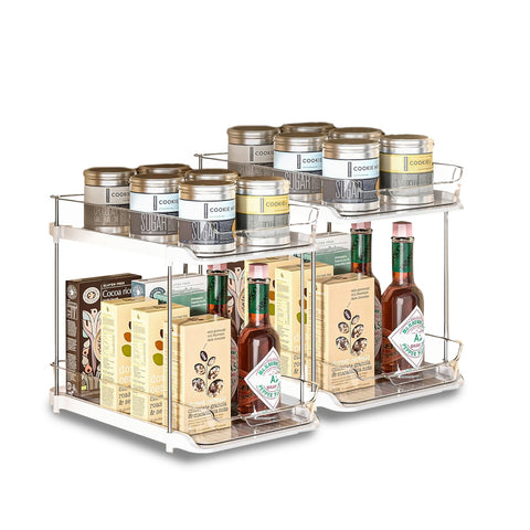 Set van 2 multifunctionele organizers met 2 stapelbare planken voor keuken, badkamer en woonkamer