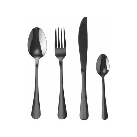 Sibilla-bestek – Set van 24 stuks van elegant zwart gesatineerd roestvrij staal
