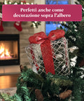 Set 3 Pacchetti Regalo Decorativi – Forme Rotonde o Quadrate con Nastro Colorato e Luci LED
