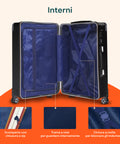 Valigie Trolley Nero 56-66-76 cm in ABS con Doppie Ruote Girevoli