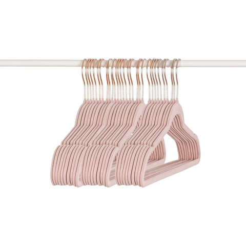 Set de 50 cintres en velours rose antidérapants avec crochet pivotant
