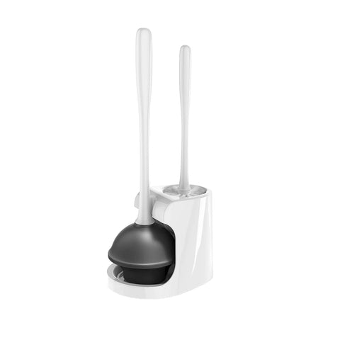 Set WC 3 en 1 avec brosse, ventouse et base hygiénique peu encombrante