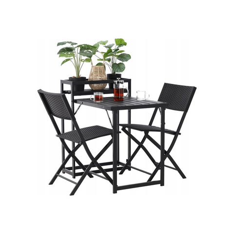 Table avec 2 chaises pliantes et porte-bouteilles pour balcon ou terrasse