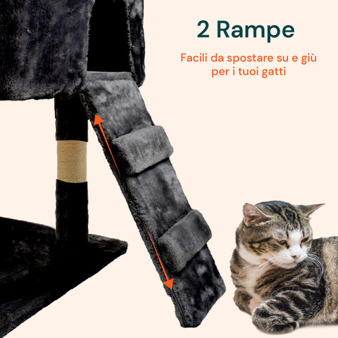 Arbre à Chat 170 cm avec Niche, Griffoirs et Accessoires de Montage