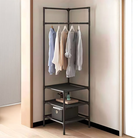 Portemanteau d'angle avec 3 étagères au design moderne