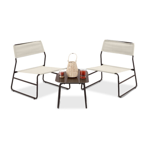Ensemble de salon Cannes avec table en verre et 2 fauteuils
