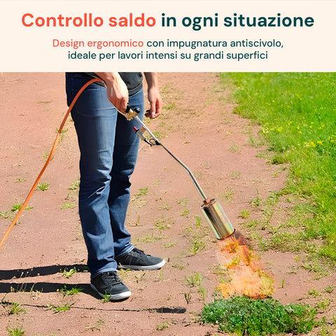 Cannello a Gas 60cm con Bruciatore ø45mm e Leva Rapida per Uso Professionale
