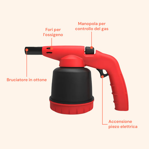 Saldatore a Gas Hellfire con Triplo Brevetto e Accensione Piezo