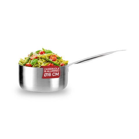 Casserole Haute en Aluminium 16/20/24 cm avec Manche Inox – Four et Gaz