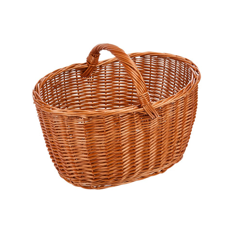 Hout- of picknickmand 35x50 cm van riet met handvatten en grote capaciteit