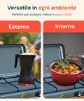 Fornello Esterno 2 Fuochi Inox Grigio per Riscaldo e Cottura in Campeggio