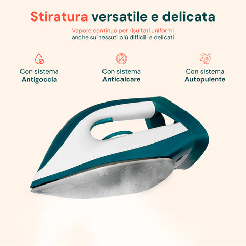 Ferro da Stiro con Caldaia con Piastra Ceramica e Sistema Autopulente 2200W