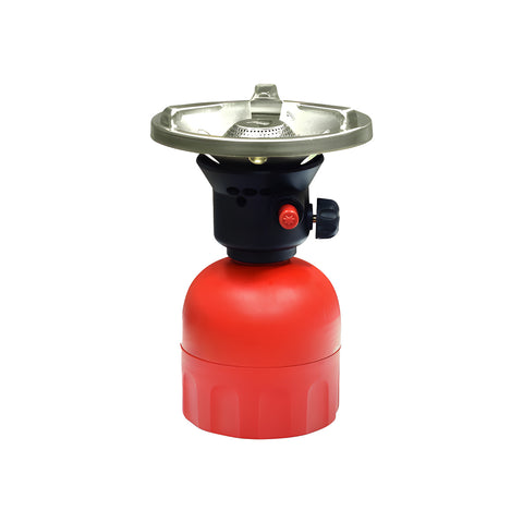Fornello portatile a gas 1,3kW con accensione automatica per esterni e campeggio, peso 650g, cartuccia rossa