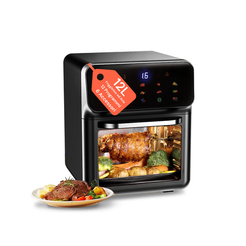 Heteluchtfriteuse 12 liter 1350 W met kijkvenster, 2 roosters en accessoires – eenvoudig te reinigen
