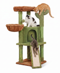 Albero Tiragraffi per Gatti a Forma di Cactus 106,5 cm - in Sisal Naturale con Casetta, Cuccia a Cestino e Pallina Gioco