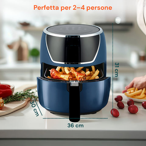 Friteuse à Air 5l 1500w Température 80-200°C Avec Minuteur Et Écran Led
